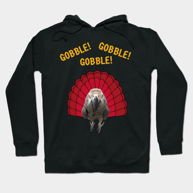 Gobble! Turkey Thanksgiving African Grey Parrot Hoodie by Einstein Parrot